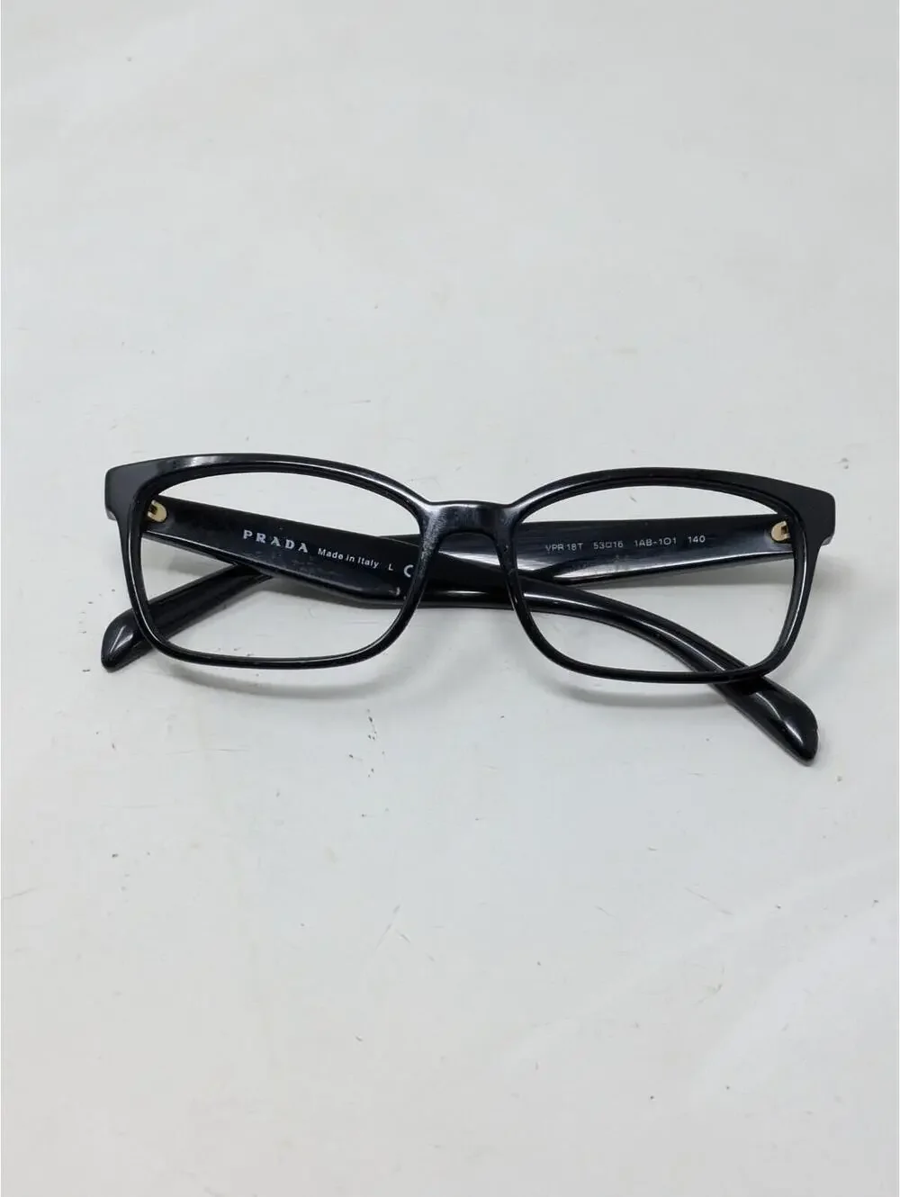Prada Eyeglasses VPR 18T 1AB-1O1 Polished Black Square Frame Italy 53-16 140 - Picture 10 of 10